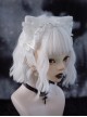 Pure White Lace Bowknot Decorated Plush Cat Ears Elegant Gothic Lolita Headband