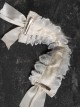 Pure White Lace Bowknot Decorated Plush Cat Ears Elegant Gothic Lolita Headband