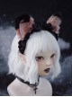 Handwork Plush Fox Ears Black-Pink Color Contrast Ribbon Bowknot Decoration Gothic Lolita Headband