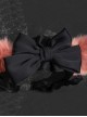 Handwork Plush Fox Ears Black-Pink Color Contrast Ribbon Bowknot Decoration Gothic Lolita Headband