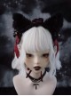 Cute Black Plush Fox Ears Bowknot Bell Decoration Gothic Lolita Lace Headband