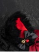 Cute Black Plush Fox Ears Bowknot Bell Decoration Gothic Lolita Lace Headband