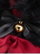 Cute Black Plush Fox Ears Bowknot Bell Decoration Gothic Lolita Lace Headband