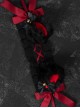 Cute Black Plush Fox Ears Bowknot Bell Decoration Gothic Lolita Lace Headband