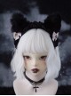 Pink Bowknot Bell Decorate Black Plush Fox Ears Gothic Lolita Headband