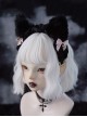 Pink Bowknot Bell Decorate Black Plush Fox Ears Gothic Lolita Headband