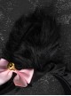 Pink Bowknot Bell Decorate Black Plush Fox Ears Gothic Lolita Headband
