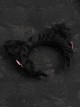 Pink Bowknot Bell Decorate Black Plush Fox Ears Gothic Lolita Headband