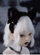 Daily Simple Pure Black Cute Plush Fox Ears Handwork Bowknot Bell Gothic Lolita Headband