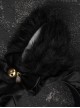 Daily Simple Pure Black Cute Plush Fox Ears Handwork Bowknot Bell Gothic Lolita Headband