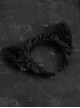 Daily Simple Pure Black Cute Plush Fox Ears Handwork Bowknot Bell Gothic Lolita Headband