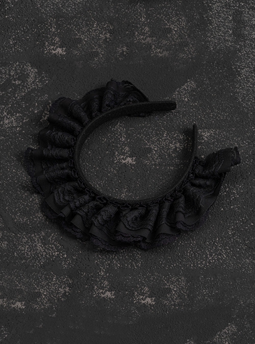 Black Lace Maid Style Subcultural Bowknot Decorative Punk Headband