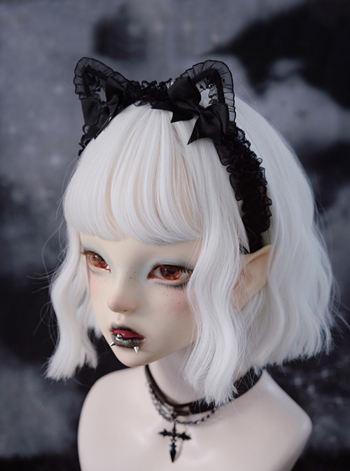 Subculture Black Lace Cat Ear Handmade Bowknot Punk Lolita Headband