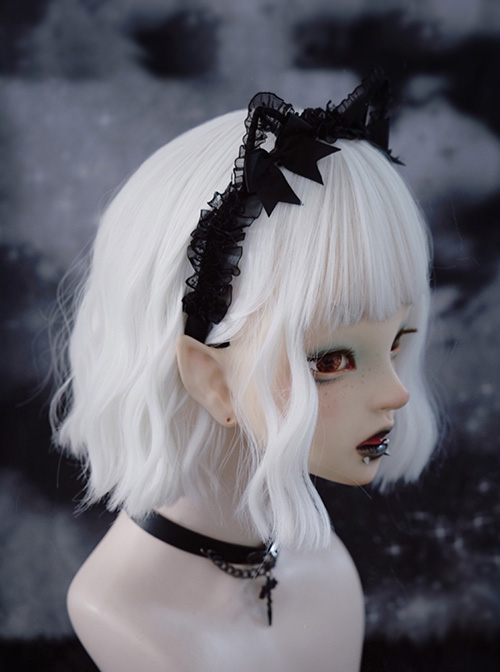Subculture Black Lace Cat Ear Handmade Bowknot Punk Lolita Headband