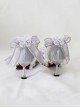 Elegant Pure Color Lace Butterfly Bowknot Decorated Pearl Pointed Toe Stiletto High Heels Classic Lolita Shoes