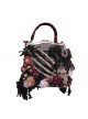 Gorgeous Gothic Stereoscopic Flower Decoration Skull Spider Retro Horror Black Red Halloween Gothic Lolita Shoulder Portable Bag