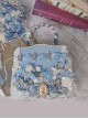 Blue Ribbon Ornate Stereoscopic Flower Vintage Pearl Gem Decoration Classic Lolita Messenger Portable Bag