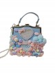 Macaron Candy Pink Blue Cute Sweet Star Lace Love Sweet Lolita Shoulder Portable Bag