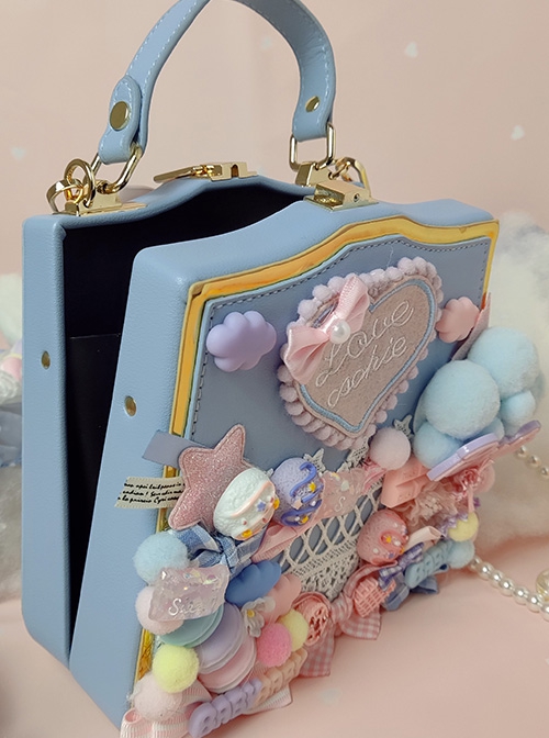 Macaron Candy Pink Blue Cute Sweet Star Lace Love Sweet Lolita Shoulder Portable Bag