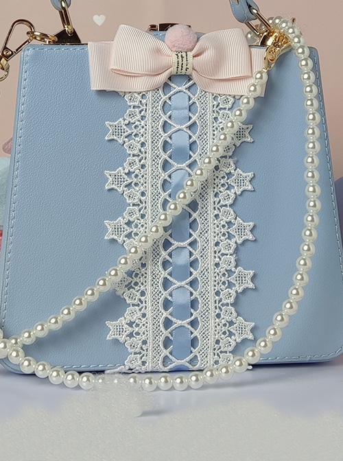 Macaron Candy Pink Blue Cute Sweet Star Lace Love Sweet Lolita Shoulder Portable Bag