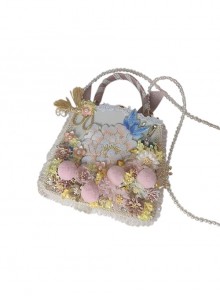 Chinese Style Peony Rabbit Embroidery Pink Cute Fur Ball Flower Tassel Decoration Classic Lolita Shoulder Portable Bag