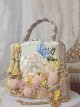 Chinese Style Peony Rabbit Embroidery Pink Cute Fur Ball Flower Tassel Decoration Classic Lolita Shoulder Portable Bag