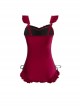 Pure Color Backless Bowknot Lace-Up Slim Lace Sleeveless One-Piece Swimsuit