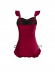 Pure Color Backless Bowknot Lace-Up Slim Lace Sleeveless One-Piece Swimsuit