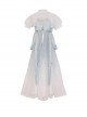 Dragon Girl Series Light Blue Gradient Chinese Style Improved Han Elements Hanfu Dragon Scale Printing Butterfly Embroidery Sleeveless Dress Set