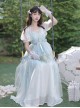 Dragon Girl Series Light Blue Gradient Chinese Style Improved Han Elements Hanfu Dragon Scale Printing Butterfly Embroidery Sleeveless Dress Set