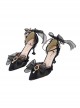 Black Elegant All-Match Pearl Gem Decorated Ribbon Bowknot Gorgeous Lace Classic Lolita Shoes