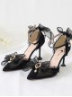 Black Elegant All-Match Pearl Gem Decorated Ribbon Bowknot Gorgeous Lace Classic Lolita Shoes