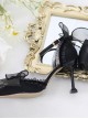 Black Elegant All-Match Pearl Gem Decorated Ribbon Bowknot Gorgeous Lace Classic Lolita Shoes