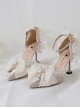 Pure Color Pointy Toe Bowknot Gem Decoration Elegant Daily All-Match Classic Lolita Shoes