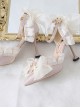 Pure Color Pointy Toe Bowknot Gem Decoration Elegant Daily All-Match Classic Lolita Shoes