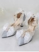 Elegant Palace Style Pointed Ribbon Bowknot Gemstone Decoration Bead Chain Classic Lolita Shoes