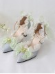 Elegant Palace Style Pointed Ribbon Bowknot Gemstone Decoration Bead Chain Classic Lolita Shoes