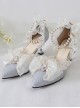 Elegant Palace Style Pointed Ribbon Bowknot Gemstone Decoration Bead Chain Classic Lolita Shoes