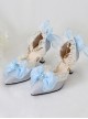 Elegant Palace Style Pointed Ribbon Bowknot Gemstone Decoration Bead Chain Classic Lolita Shoes