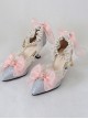 Elegant Palace Style Pointed Ribbon Bowknot Gemstone Decoration Bead Chain Classic Lolita Shoes