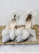 Elegant Palace Style Pointed Ribbon Bowknot Gemstone Decoration Bead Chain Classic Lolita Shoes