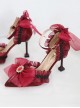Pure Color Daily Elegant Ribbon Bowknot Lace Decoration Pointed Toe Stiletto Shoes Classic Lolita Shoes