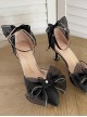 Simple Elegant Pure Color Butterfly Bowknot Decorated Pointed Toe Daily Classic Lolita Shoes