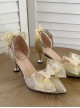Simple Elegant Pure Color Butterfly Bowknot Decorated Pointed Toe Daily Classic Lolita Shoes