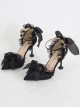 Elegant Lace Stereoscopic Flower Decoration Bowknot Pearl Pointed Stiletto Shoes Classic Lolita Shoes