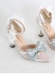 Elegant Pure Color Lace Bowknot Pearl Decorate Pointed Toe Daily Classic Lolita Shoes