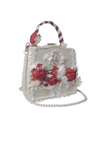 Gorgeous Handmade Rose Pearl Lace Butterfly Decoration Classic Lolita Shoulder Portable Bag
