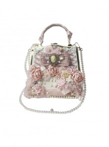 Vintage Flower Ornate Jewel Decoration Pearl Lace Bowknot Classic Lolita Shoulder Portable Bag