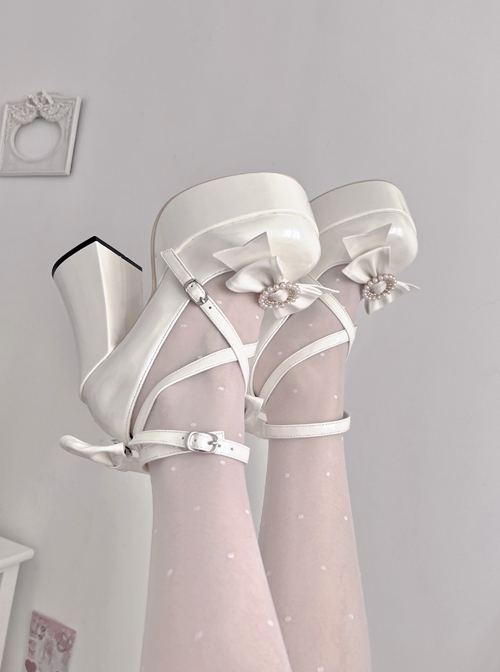 Pure Color Simple Daily Elegant Bowknot Decorative Buckle Binding Band Sweet Lolita Shoes