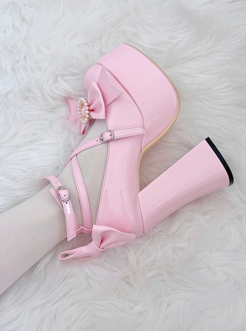 Pure Color Simple Daily Elegant Bowknot Decorative Buckle Binding Band Sweet Lolita Shoes